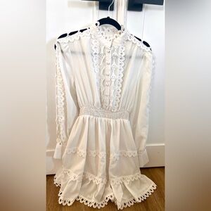 Vici White Lace Button-Down Mini Dress